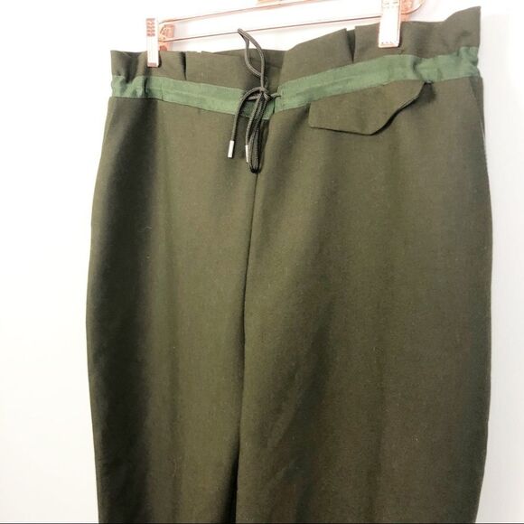 TOPSHOP | Paperbag Drawstring Waist Pants Green 8 - Picture 3 of 10